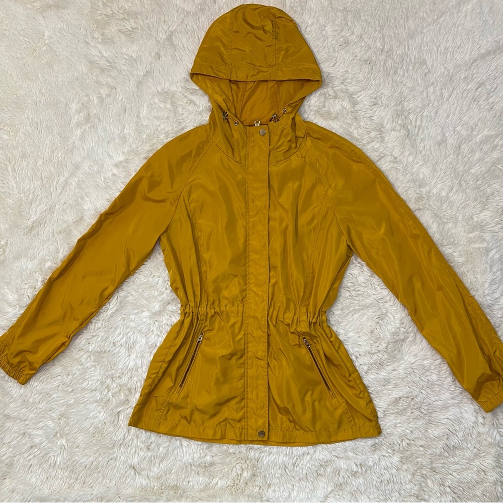 Ci Sono Yellow Hooded Utility Raincoat/Rain Jacket